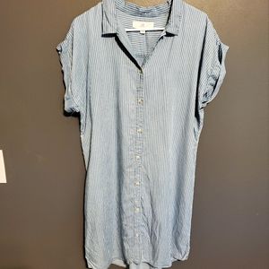 Stripped button down shirt dress